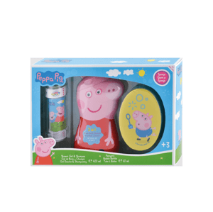 PEPPA PIG - ajándékcsomag  Tusfürdő és sampon 2in1 400ml + szivacs + buborék fújó
